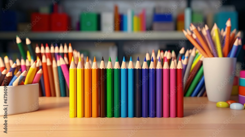 Fototapeta premium a group of colored pencils