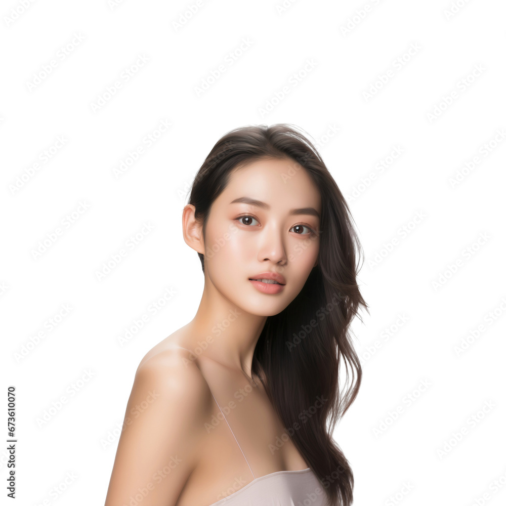 Studio portrait of a korean beauty woman looking at the camera isolated on white background Studio portrait of a korean beauty woman looking at the camera isolated on white background