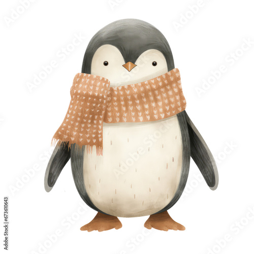 watercolor winter cute pengin clipart photo