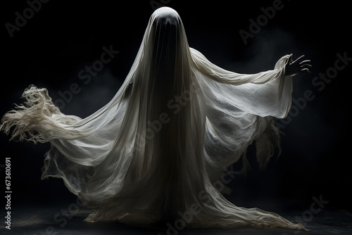 Creepy ghost on black background