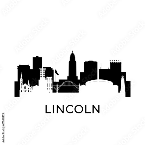 Lincoln, Nebraska city skyline. Negative space city silhouette. Vector illustration.