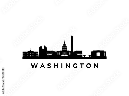 Vector Washington DC skyline. Travel Washington DC famous landmarks. Business and tourism concept for presentation, banner, web site.