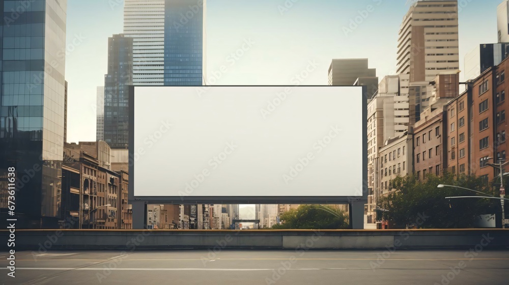 a large billboard in a city a large billboard in a city