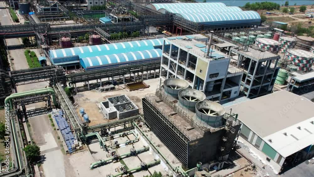 Chemical energy industry site power manufacturing factory pipe gas line top drone view smoke air pollution Chemical energy industry site power manufacturing factory pipe gas line top drone view smoke air pollution