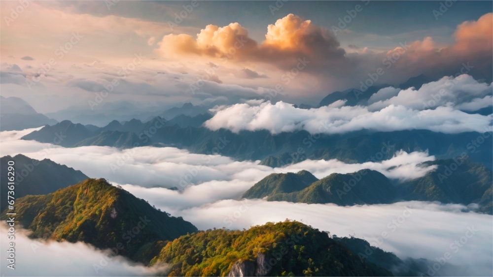 Fototapeta premium Mountain and cloud landscape