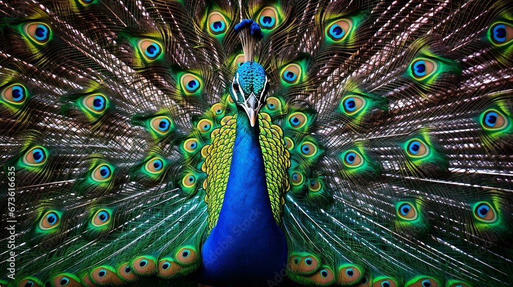 Fototapeta premium a peacock with its feathers spread