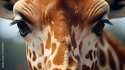 Obraz a close up of a giraffe's face