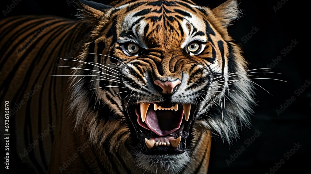 Fototapeta premium a tiger with its mouth open