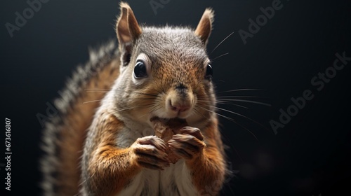 a squirrel holding a nut