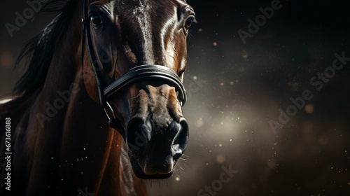 a horse with a black halter