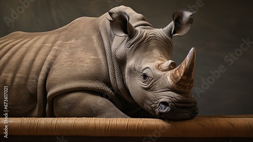 a statue of a rhino