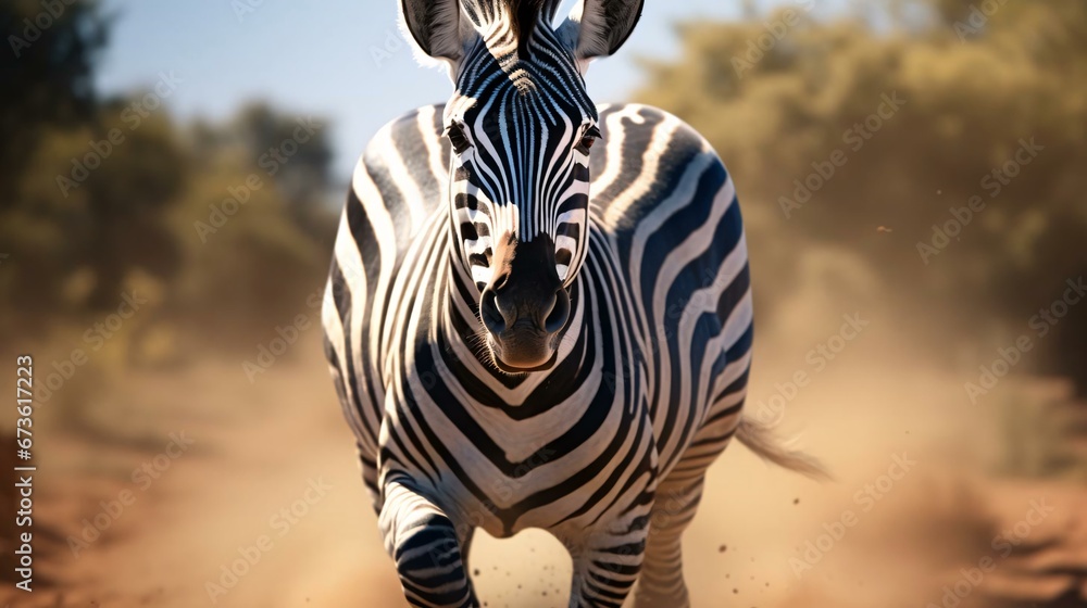 Naklejka premium a zebra walking in the wild