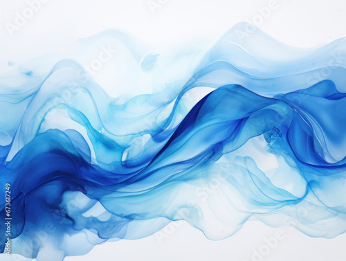 Abstract Water Ink Wave: Deep Blue Swirls