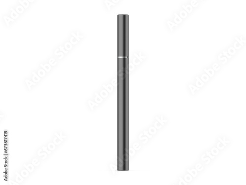 Black sketch pen eyeliner, female cosmetic product mockup template on isolated white background, 3d illustration