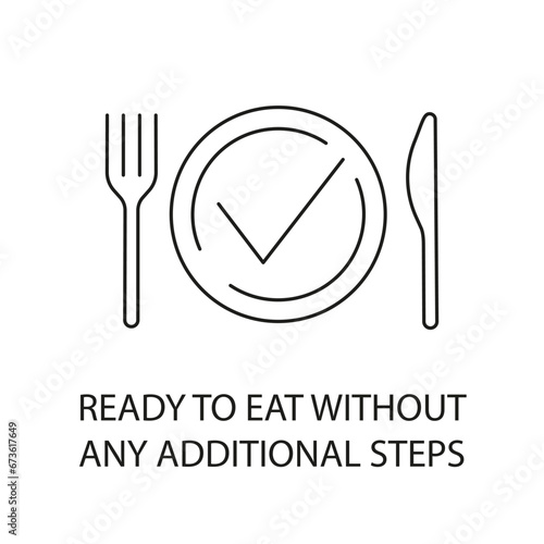 Ready to eat without any additional steps vector line icon for marks on food packaging photo