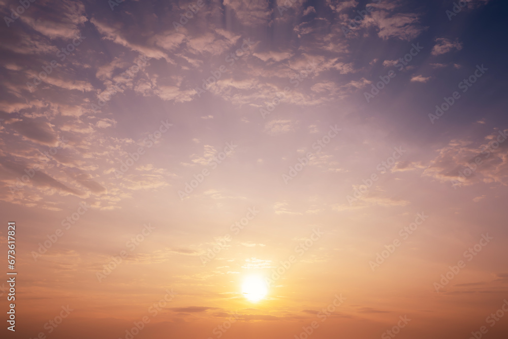 Beautiful sunset landscape in evening skies with cloud scape. nature background.