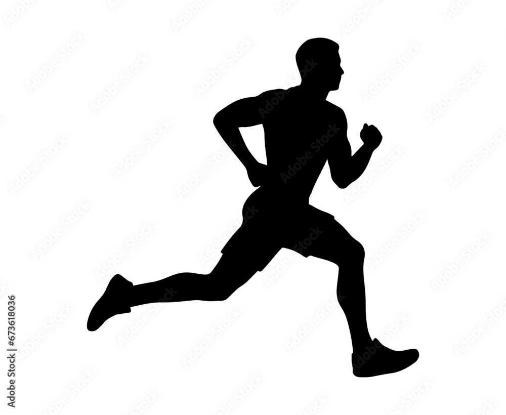 Runner silhouette. Isolated vector. sprinting