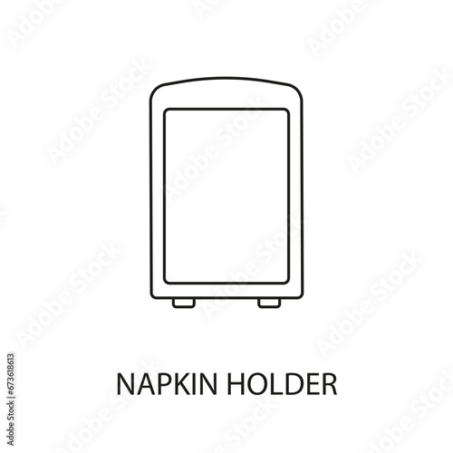 Paper napkin in napkin holder, vector line icon for marks on food packaging