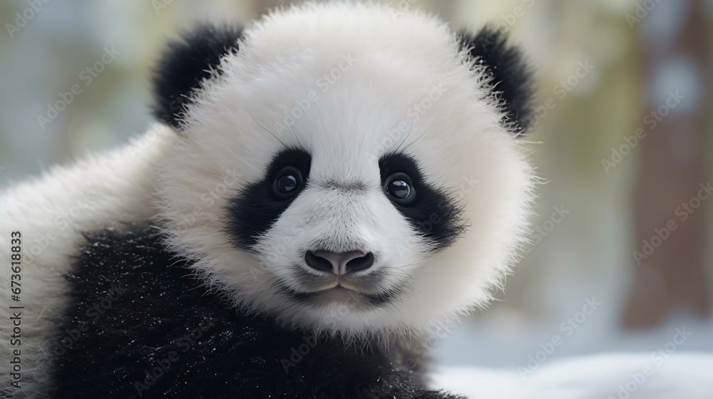 Fototapeta premium a panda with black and white fur