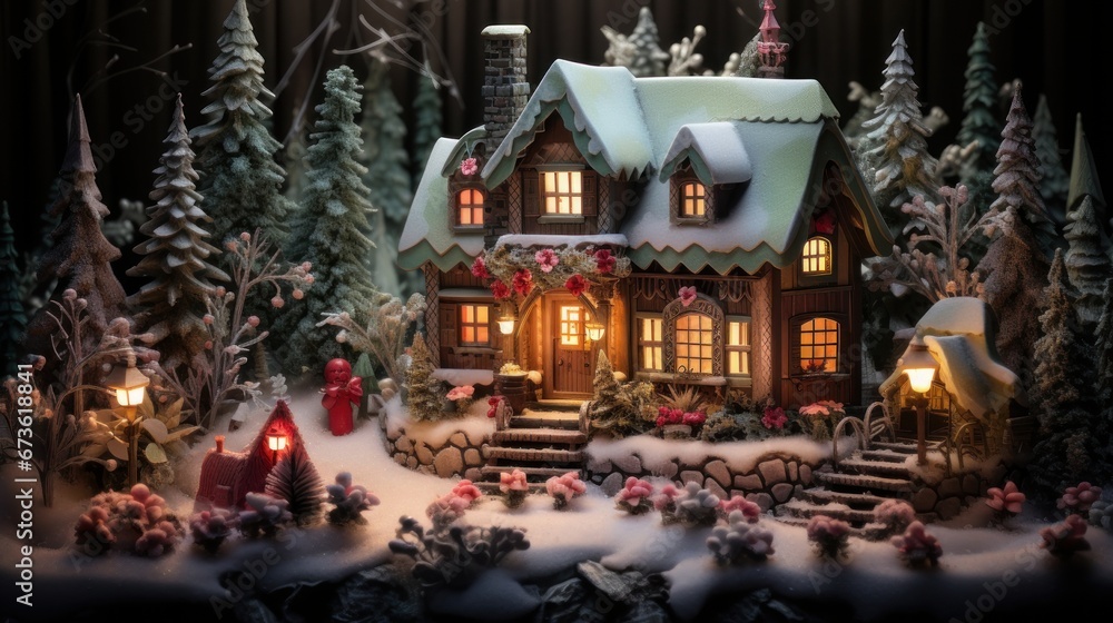 Christmas house in the forest