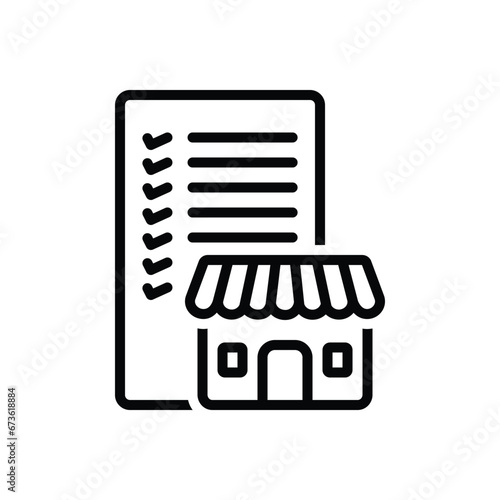 Black line icon for establishment  