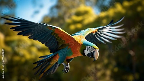 a colorful bird flying © KWY