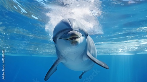 a dolphin swimming in the water