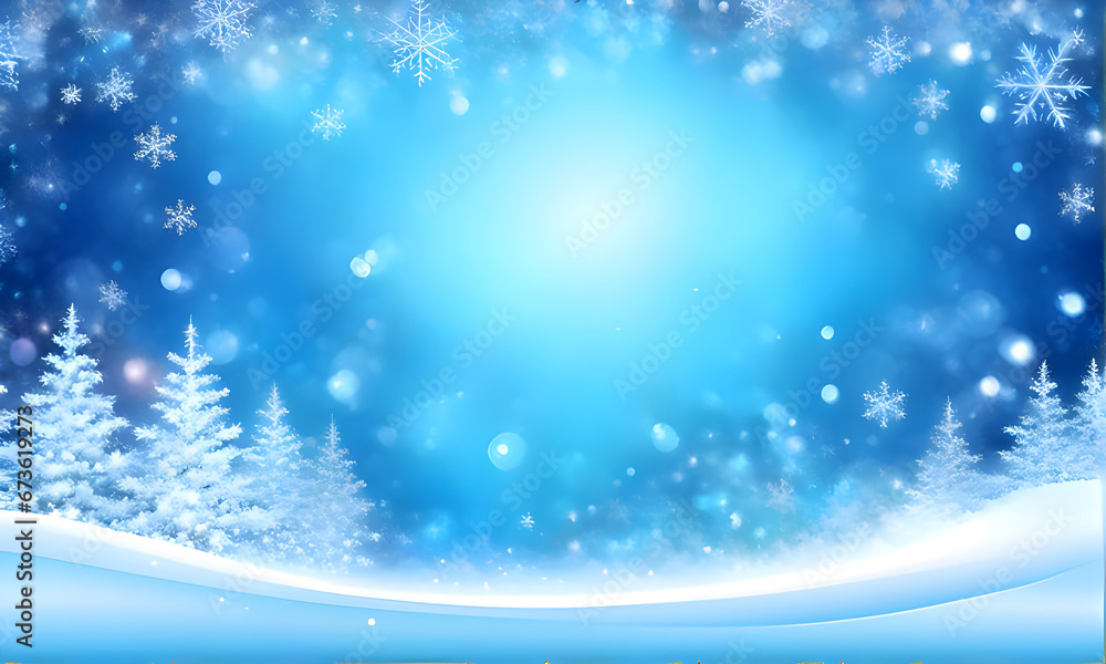 Blue Christmas background with snow and snowflakes Blue Christmas background with snow and snowflakes
