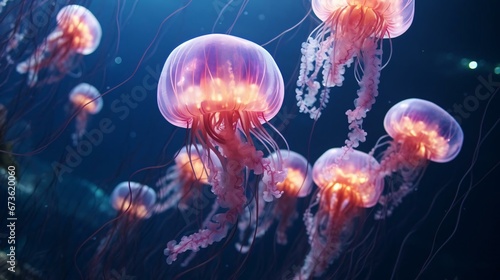 a group of jellyfish in the water © KWY