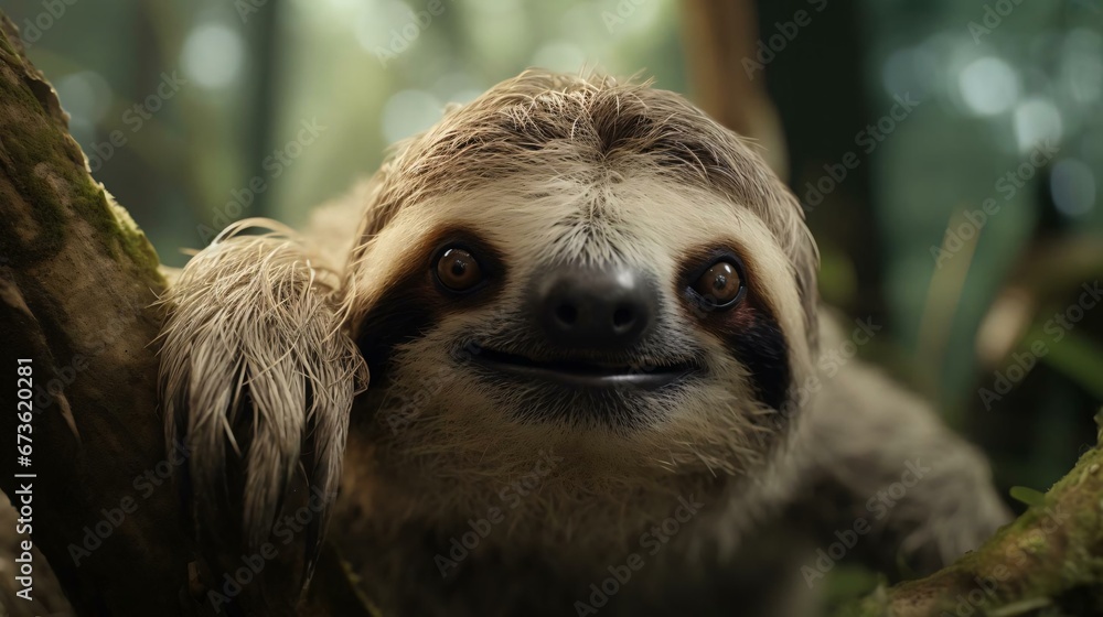 Fototapeta premium a sloth looking at the camera