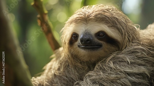 a sloth looking at the camera