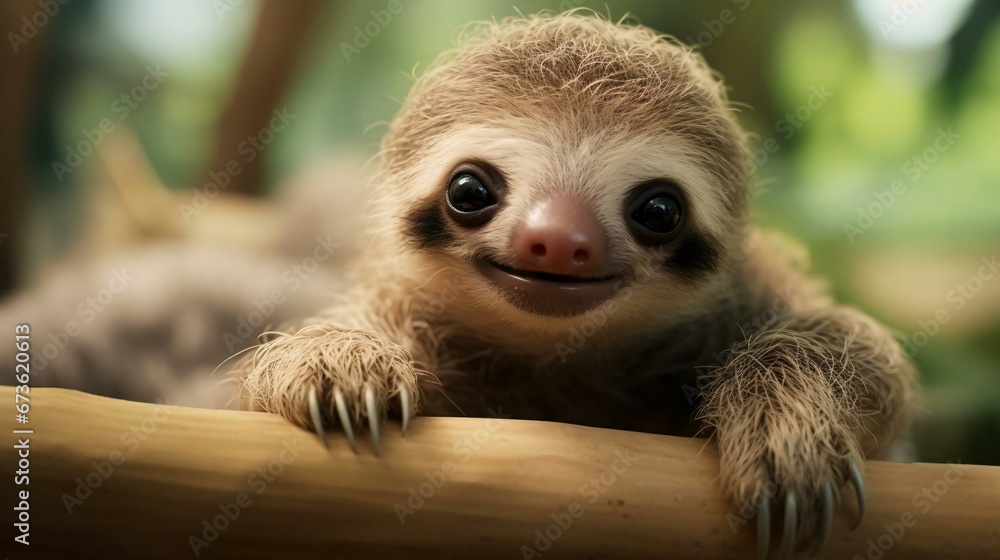 Obraz premium a sloth peeking over a tree