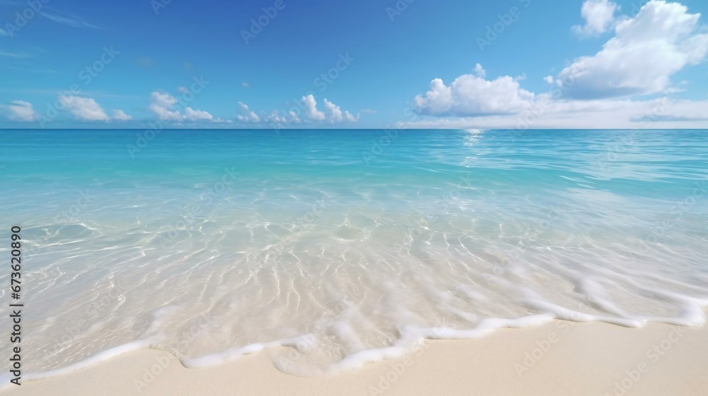 a beach with clear blue water