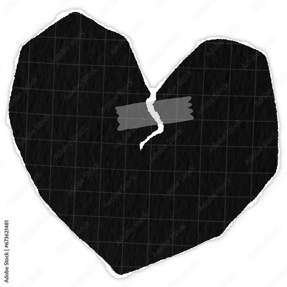 grid black paper lines Graph heart shape ripped message torn paper edge ...