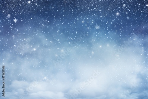 Snowy winter sky background with snowflakes gently falling © KerXing