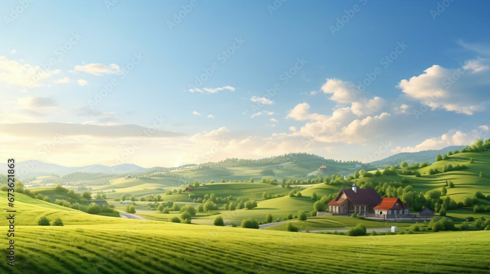 a house in a green field a house in a green field
