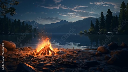 a fire in a lake