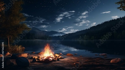 a fire in a lake