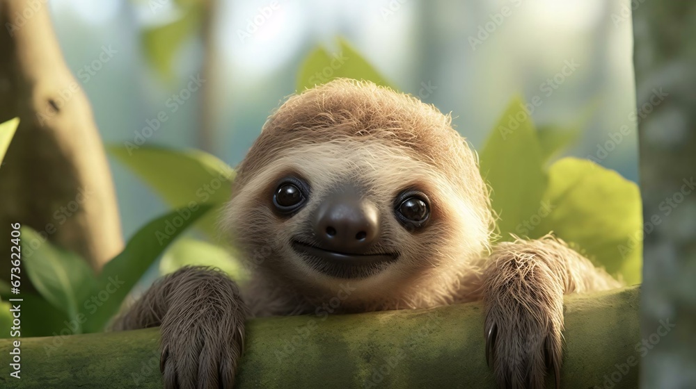 Naklejka premium a sloth in a tree