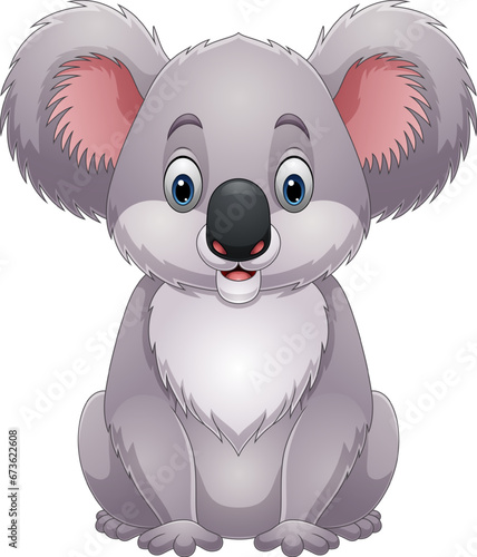 Cartoon funny little koala sitting