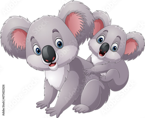 Cute mother koala with her baby