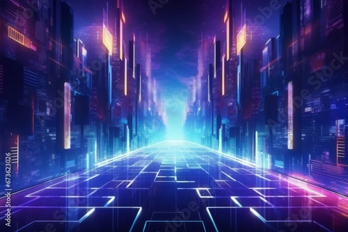 Abstract cyberpunk background with holographic elements and futuristic style