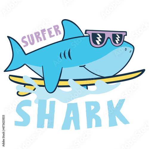 surfer cartoon shark