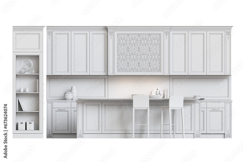 modern kitchen isolated on transparent background, home furniture, 3D illustration, cg render modern kitchen isolated on transparent background, home furniture, 3D illustration, cg render