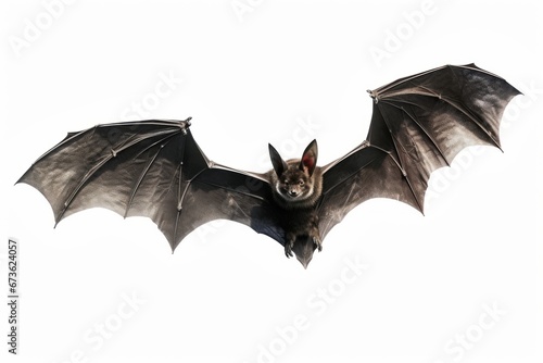 Bat flying through the air on a white background