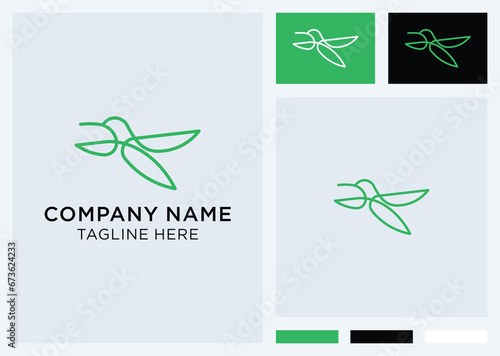 Modern line art wild hummingbird vector logo template