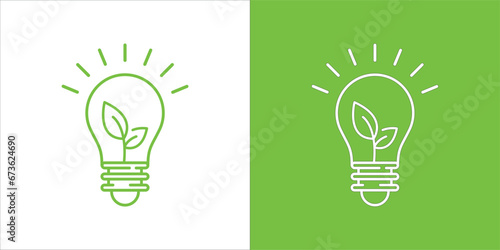 Light bulb ecology concept. Vector illustration of a bulb and leaf combination