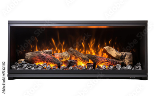 Cosy Emulation Exploring the Comfort of Artificial Fireplace Heater Isolated on Transparent Background PNG.