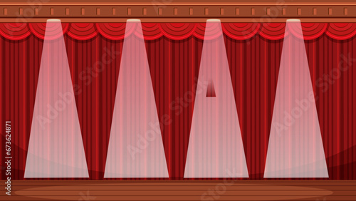 Limelight Curtain Stage Background  Vector Cartoon Illustration