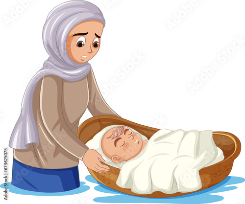 Infant Moses in the Basket: A Religious Bible Story